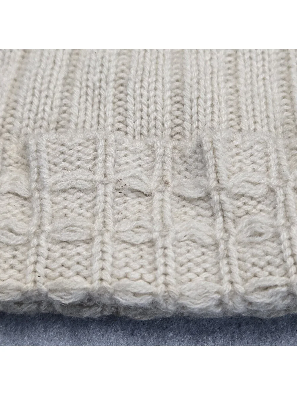 Ann Taylor Cuffed Knit Beanie Womens Cream Textured Rib Folded Cuff Hat